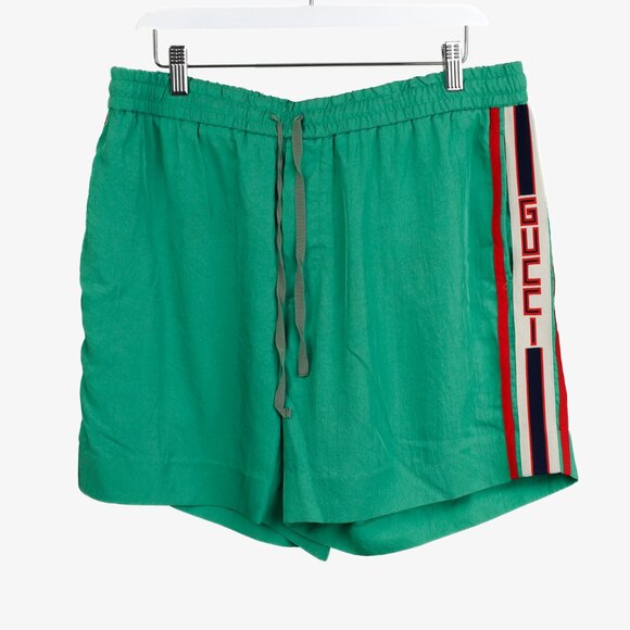 Gucci Green Logo Tape Shorts - Picture 1 of 11